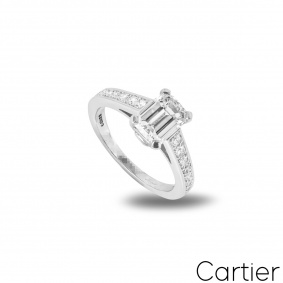 Cartier Platinum Emerald Cut Diamond Solitaire 1895 Ring 1.53ct E/VS1